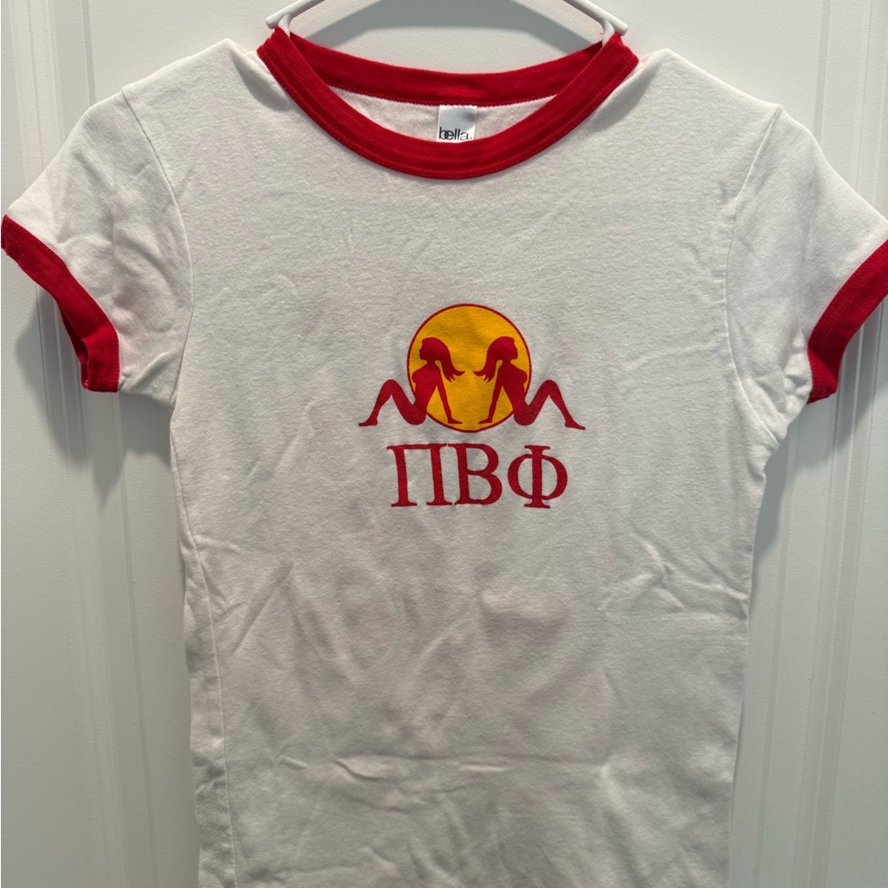 Pi Beta Phi -Bella White Tee with Red Trim